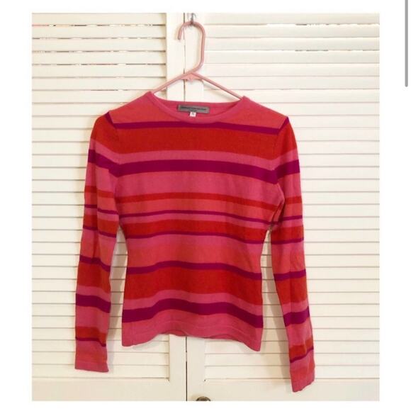 Armand Diradourian Pink Striped Cashmere Sweater - Picture 1 of 6